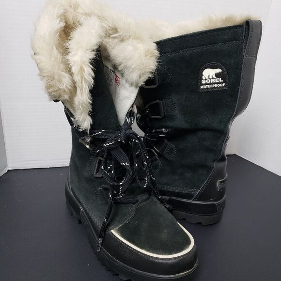 SOREL Tivoli IV Tall Waterproof Boot Suede Mid Calf Lace-Up Snow Boots, Black - Picture 11 of 14